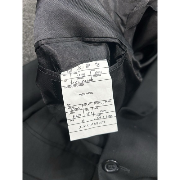 Jos A Bank 2 Piece Suit Men's 44R Pants 41x31 Black 100% Wool Business Pleated - Picture 6 of 16